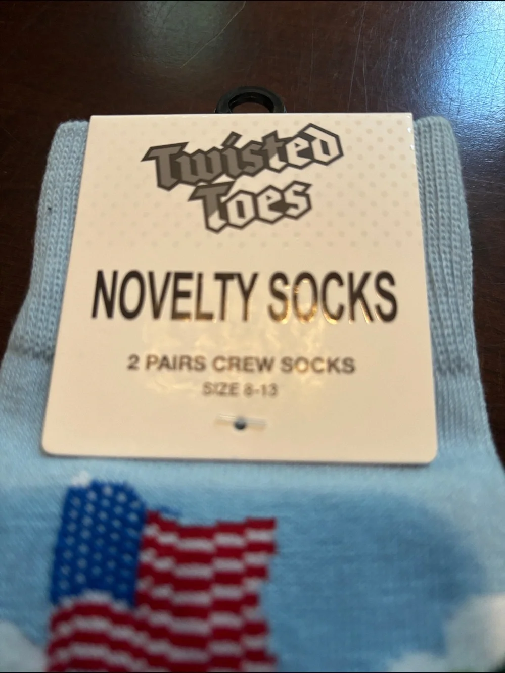 2 Pair Twisted Toes America 250 Golf & Flag Red White & Blue Crew Socks NWT